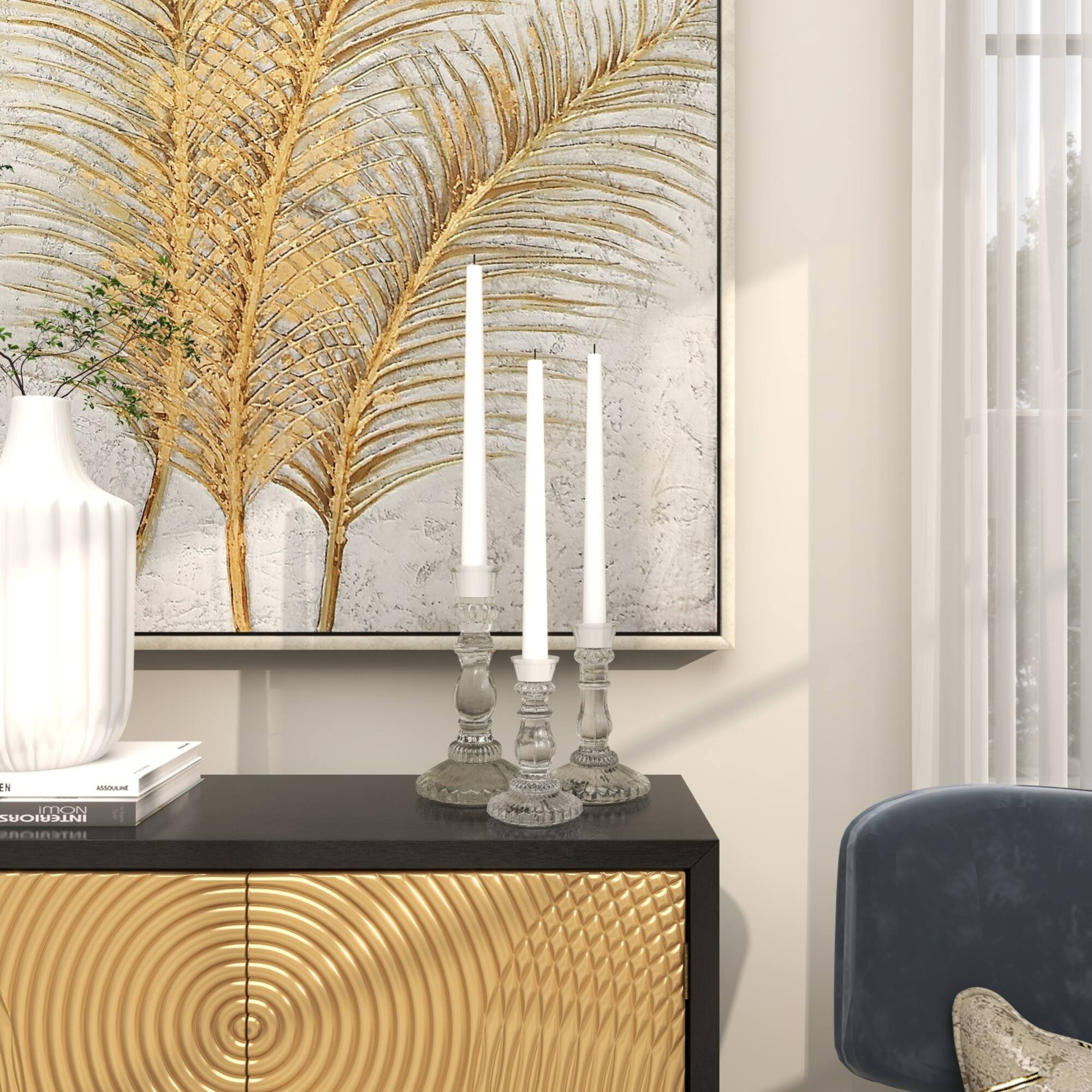 Clear Glass Candle Holder Set